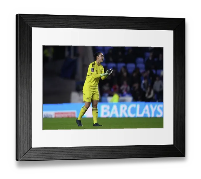 Framed Print : Manuela Zinsberger in Action: Arsenal vs. Reading in FA WSL Framed Print : Manuela Zinsberger in Action: Arsenal vs. Reading in FA WSL