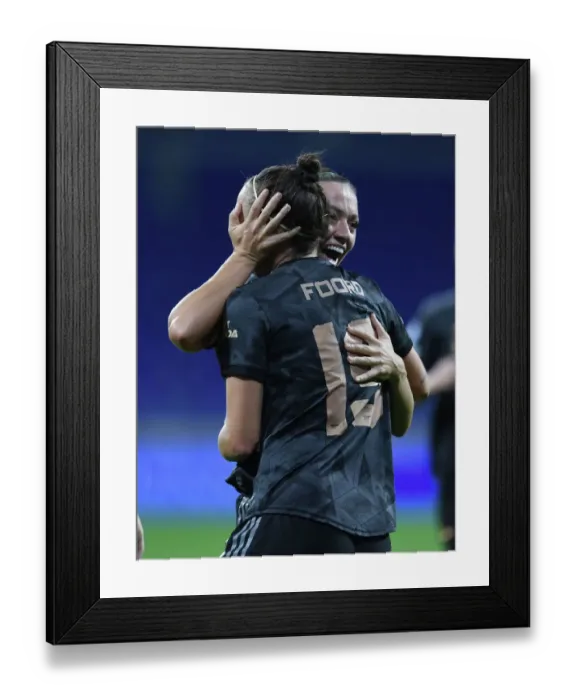 Framed Print : Arsenal Women's Historic Champions League Triumph: Caitlin Foord's Dramatic Goal vs. Olympique Lyonnais Framed Print : Arsenal Women's Historic Champions League Triumph: Caitlin Foord's Dramatic Goal vs. Olympique Lyonnais
