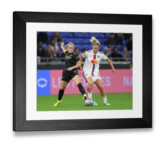 Framed Print : Champions Collide: Olympique Lyonnais vs. Arsenal Women - UEFA Womens Champions League Group C Showdown