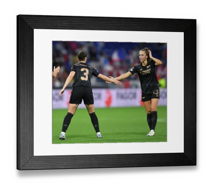 Framed Print : Arsenal WFC vs. Olympique Lyonnais: A Battle in the UEFA Women's Champions League Framed Print : Arsenal WFC vs. Olympique Lyonnais: A Battle in the UEFA Women's Champions League