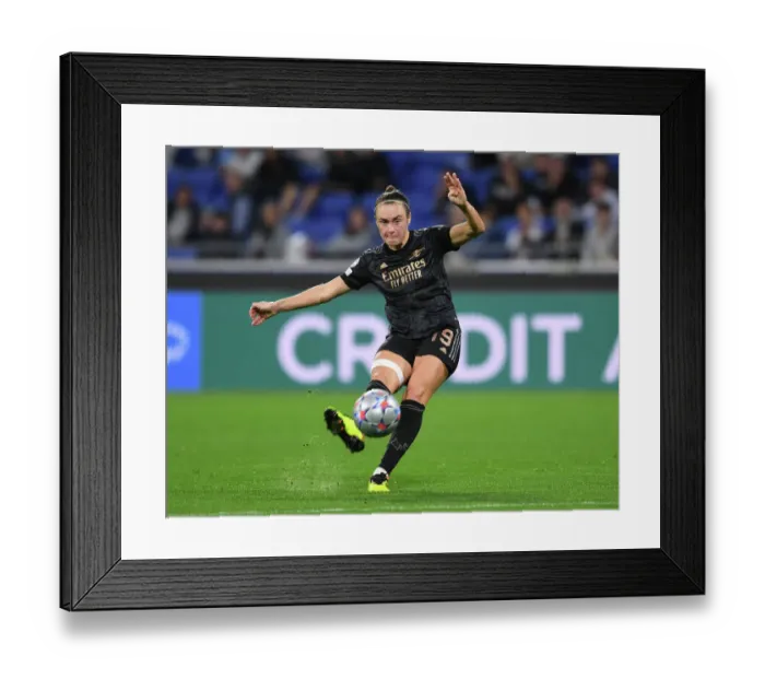 Framed Print : Arsenal Women's Historic Champions League Victory: Caitlin Foord Scores Fourth Goal vs. Olympique Lyonnais