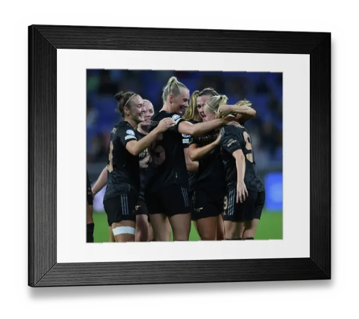 Framed Print : Arsenal Women's Five-Star Performance: Beth Mead's Hat-Trick Lifts Arsenal Past Olympique Lyonnais in Champions League