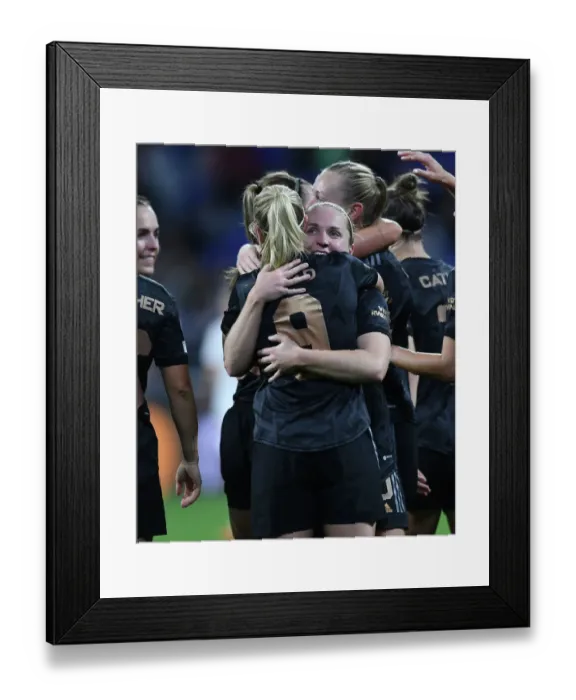 Framed Print : Arsenal Women's Historic Champions League Victory: Beth Mead Scores Record-Breaking Fifth Goal vs. Olympique Lyonnais