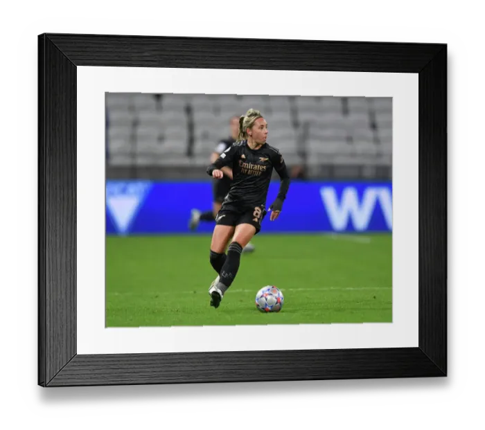 Framed Print : Arsenal Women vs. Olympique Lyonnais: A Champions League Showdown at Groupama Stadium