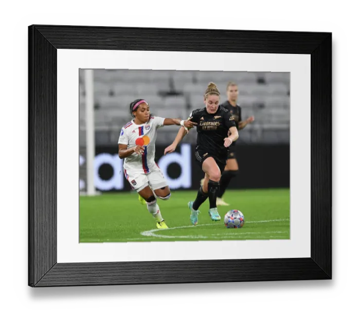 Framed Print : Champions Clash: Arsenal Women vs. Olympique Lyonnais - UEFA Women's Champions League Group C
