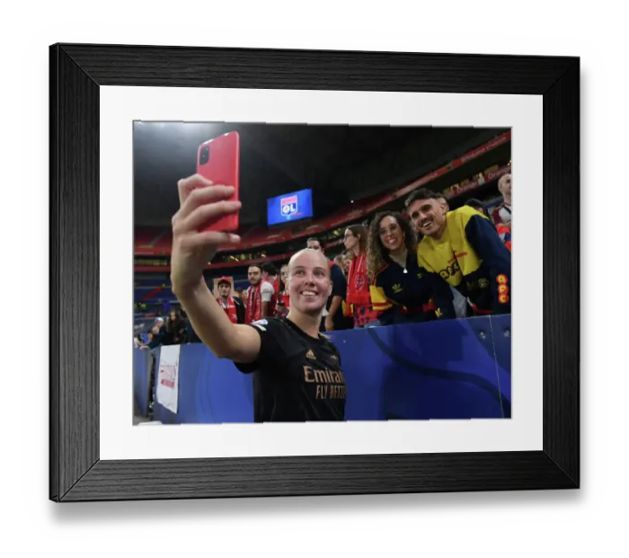 Framed Print : Arsenal Women's Champions League: Beth Mead Celebrates with Fans After Olympique Lyonnais Victory