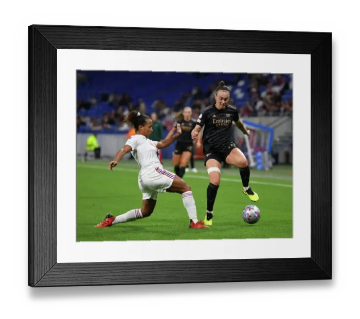 Framed Print : Champions League Showdown: Caitlin Foord vs. Ines Jaurena - Olympique Lyonnais vs. Arsenal Women