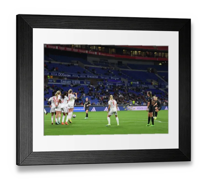 Framed Print : Beth Mead Scores Third Goal: Arsenal Women Triumph Over Olympique Lyonnais in UEFA Champions League Group C