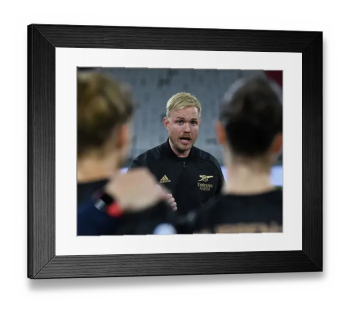 Framed Print : Jonas Eidevall Leads Arsenal Women Against Olympique Lyonnais in UEFA Champions League Group C Framed Print : Jonas Eidevall Leads Arsenal Women Against Olympique Lyonnais in UEFA Champions League Group C