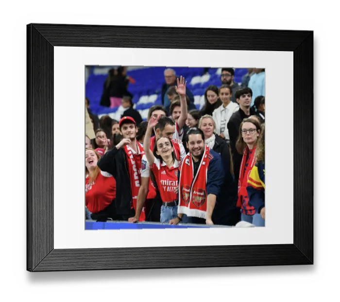 Framed Print : Arsenal Fans React After UEFA Women's Champions League Match vs. Olympique Lyonnais