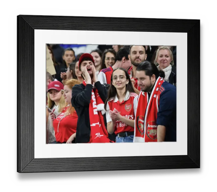 Framed Print : Arsenal Fans Passionate Reaction: Olympique Lyonnais vs Arsenal WFC, UEFA Women's Champions League (2022-23)