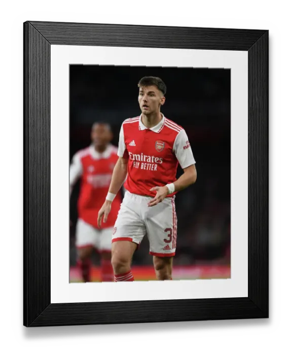 Framed Print : Arsenal's Kieran Tierney in Action during UEFA Europa League Match against PSV Eindhoven (2022-23)