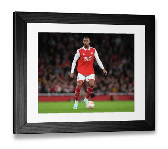 Framed Print : Gabriel Magalhaes in Europa League Action: Arsenal vs PSV Eindhoven (2022-23)