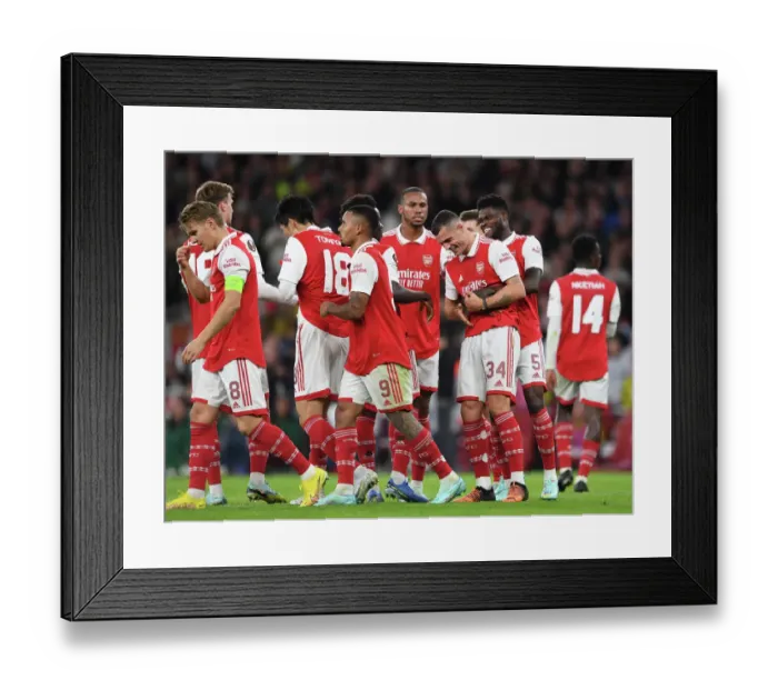 Framed Print : Arsenal's Xhaka and Partey Celebrate Goal Against PSV Eindhoven in Europa League Framed Print : Arsenal's Xhaka and Partey Celebrate Goal Against PSV Eindhoven in Europa League