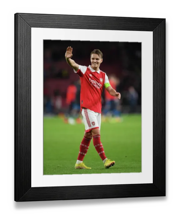 Framed Print : Arsenal's Martin Odegaard Reacts After Europa League Clash Against PSV Eindhoven (2022-23)