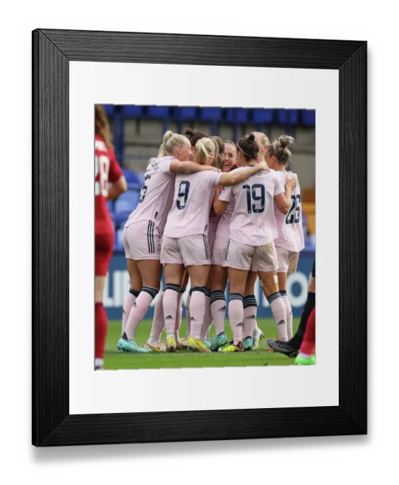 Framed Print : Arsenal Celebrate First Goal Against Liverpool in FA Womens Super League Framed Print : Arsenal Celebrate First Goal Against Liverpool in FA Womens Super League