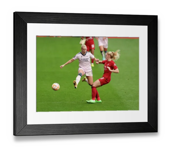 Framed Print : Beth Mead vs. Ceri Holland: A Battle for Supremacy in the FA Womens Super League - Liverpool FC vs. Arsenal