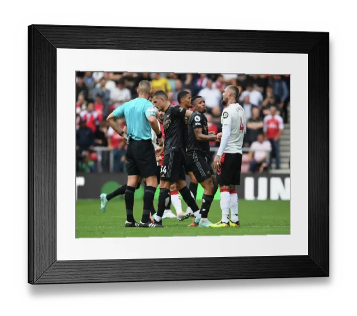 Framed Print : Clash of Titans: Gabriel Jesus vs. Lyanco in Southampton v Arsenal Premier League Showdown