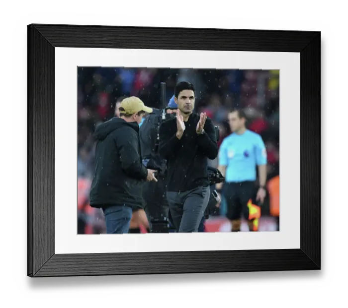 Framed Print : Mikel Arteta Celebrates with Arsenal Fans: Southampton Victory in 2022-23 Premier League