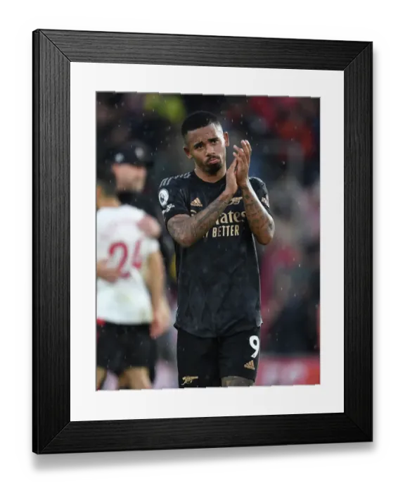 Framed Print : Gabriel Jesus Celebrates with Arsenal Fans after Southampton Victory, 2022-23 Premier League Framed Print : Gabriel Jesus Celebrates with Arsenal Fans after Southampton Victory, 2022-23 Premier League