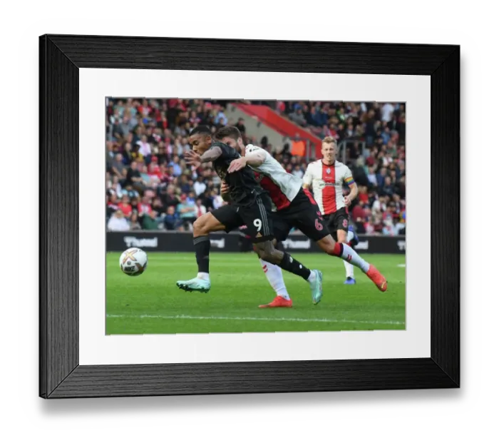 Framed Print : Gabriel Jesus vs Duje Caleta-Car: A Premier League Battle at Southampton