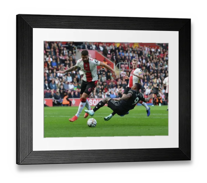 Framed Print : Gabriel Jesus vs. Duje Caleta-Car: A Premier League Showdown at Southampton