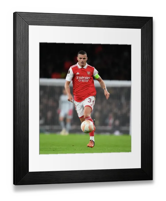 Framed Print : Granit Xhaka's Standout Performance: Arsenal's Europa League Triumph over PSV Eindhoven