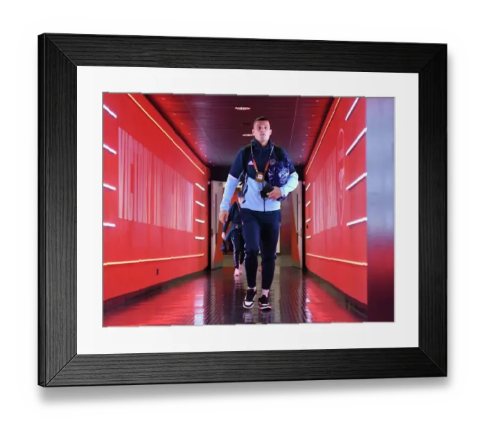 Framed Print : Arsenal FC vs PSV Eindhoven: Granit Xhaka Readies for Europa League Clash at Emirates Stadium
