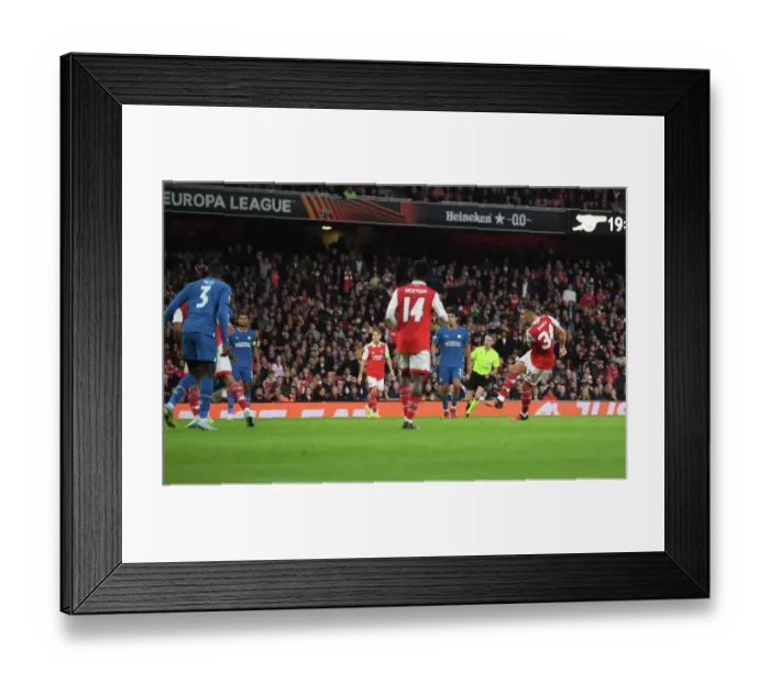 Framed Print : Granit Xhaka Scores the Winner: Arsenal FC vs. PSV Eindhoven, UEFA Europa League 2022-23