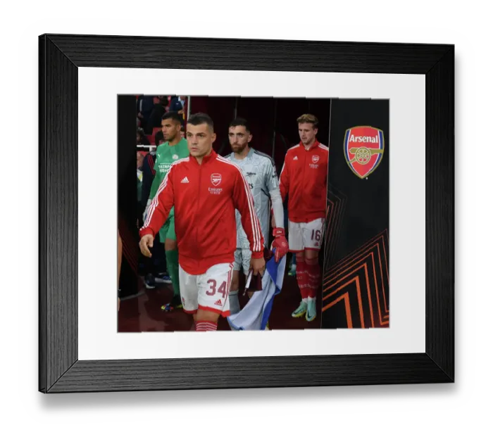 Framed Print : Arsenal FC vs PSV Eindhoven: Granit Xhaka Prepares for UEFA Europa League Clash (2022-23) Framed Print : Arsenal FC vs PSV Eindhoven: Granit Xhaka Prepares for UEFA Europa League Clash (2022-23)
