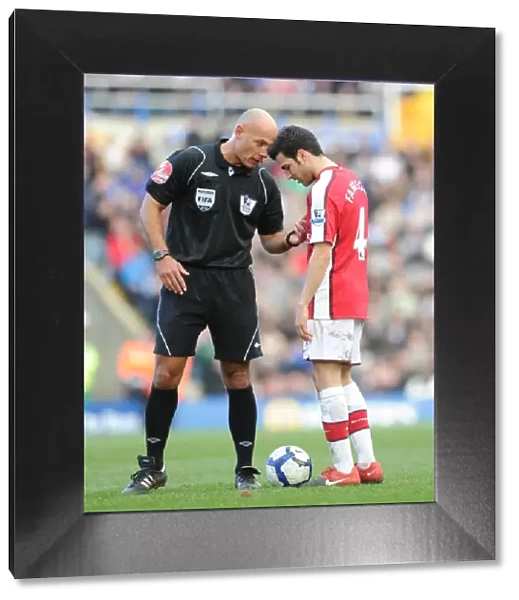 Arsenal captain Cesc Fabregas with referee Howard Webb. Birmingham City 1: 1 Arsenal