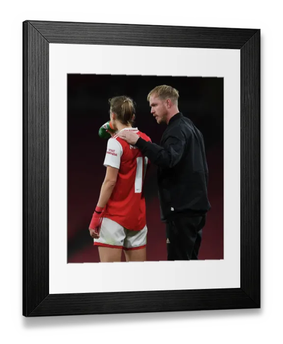 Framed Print : Jonas Eidevall Coaches Vivianne Miedema in Arsenal Women's UEFA Champions League Match