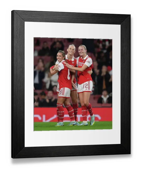 Framed Print : Arsenal Celebrate Third Goal Against FC Zurich in UEFA Women's Champions League Framed Print : Arsenal Celebrate Third Goal Against FC Zurich in UEFA Women's Champions League