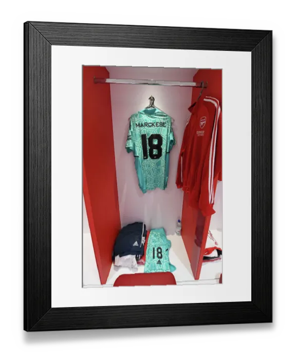 Framed Print : Arsenal Women's Champions League: Kaylan Marckese Gets Ready in the Emirates Changing Room