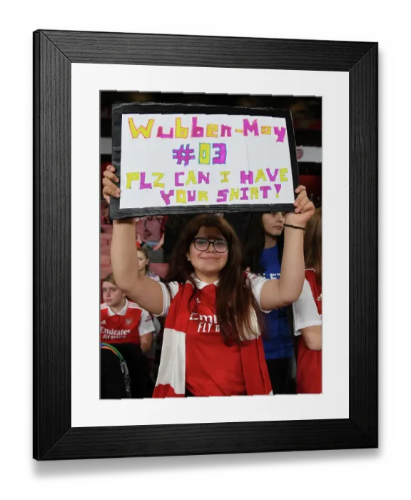 Framed Print : Young Arsenal Fans Excitement: Arsenal Women vs FC Zurich, UEFA Women's Champions League at Emirates Stadium