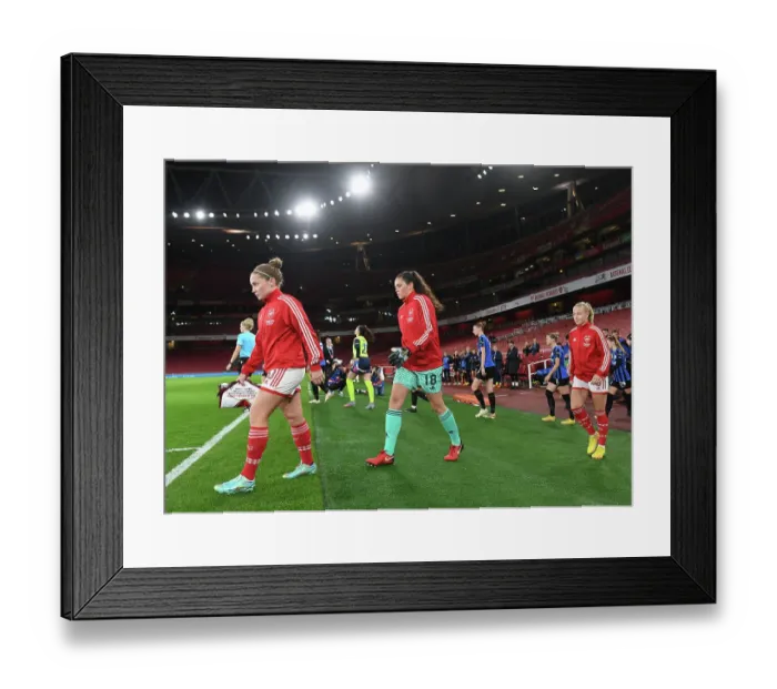 Framed Print : Battle in the UEFA Women's Champions League: Arsenal Women vs FC Zurich at Emirates Stadium
