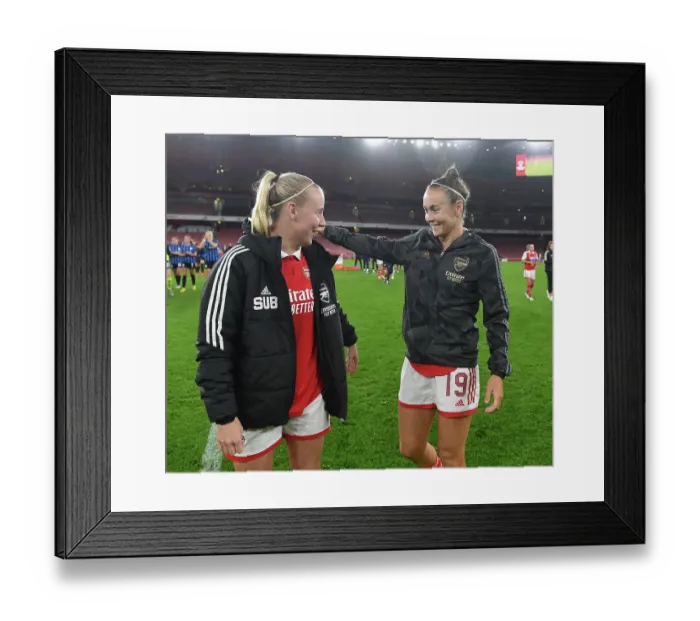 Framed Print : Arsenal Women's Champions League Victory: Beth Mead and Caitlin Foord Celebrate Triumph over FC Zurich Framed Print : Arsenal Women's Champions League Victory: Beth Mead and Caitlin Foord Celebrate Triumph over FC Zurich