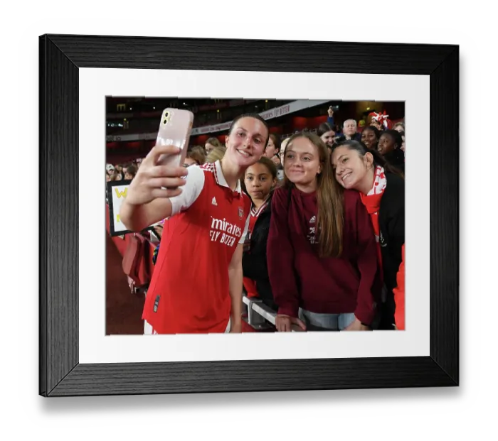 Framed Print : Arsenal Women's Champions League Victory: Lotte Wubben-Moy Celebrates with Adoring Fans Framed Print : Arsenal Women's Champions League Victory: Lotte Wubben-Moy Celebrates with Adoring Fans