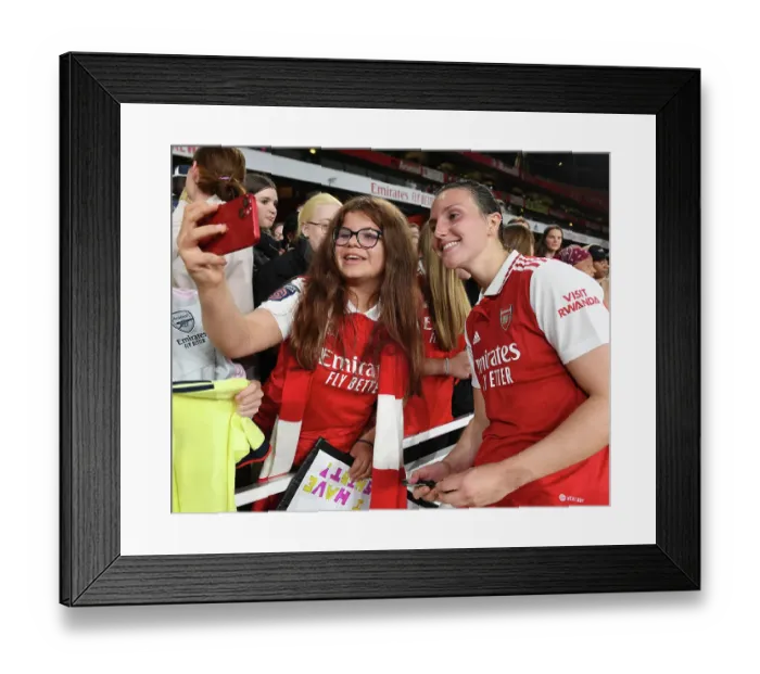 Framed Print : Arsenal Women's Champions League Victory: Lotte Wubben-Moy's Heartwarming Reunion with Adoring Fans