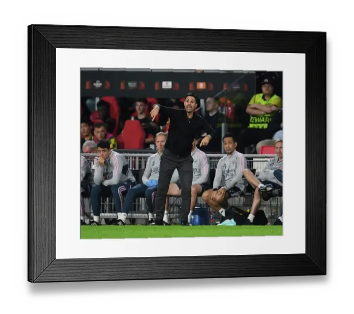 Framed Print : Mikel Arteta Leads Arsenal in Europa League Clash against PSV Eindhoven