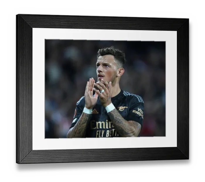 Framed Print : Arsenal's Ben White Applauding Fans after PSV Eindhoven Victory in Europa League