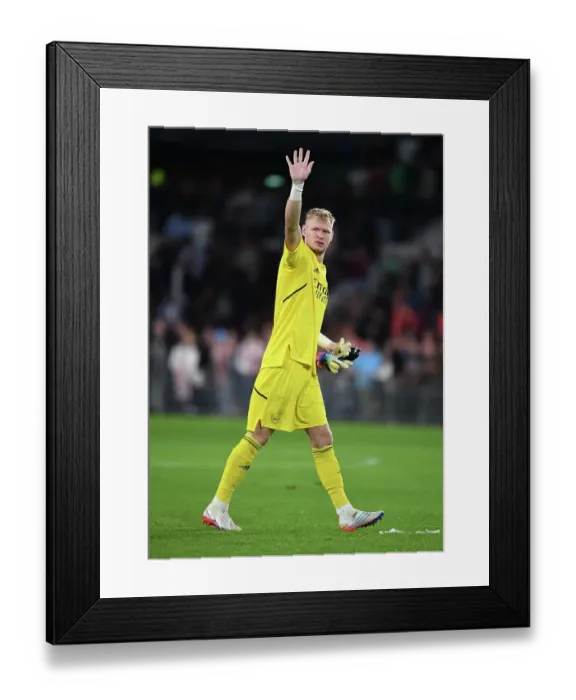 Framed Print : Arsenal's Aaron Ramsdale Celebrates with Fans after PSV Victory, Europa League 2022-23 Framed Print : Arsenal's Aaron Ramsdale Celebrates with Fans after PSV Victory, Europa League 2022-23