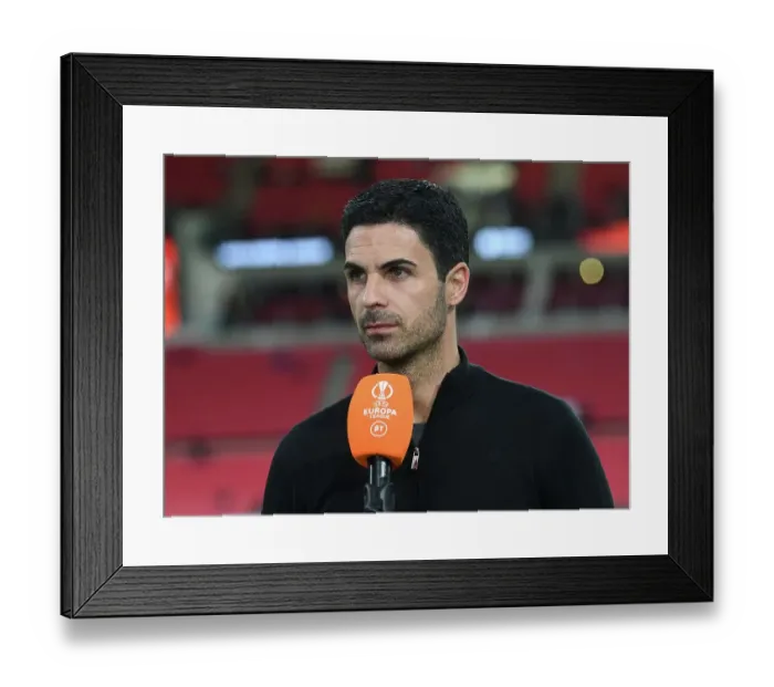 Framed Print : Mikel Arteta's Pre-Match Interview: Arsenal FC vs PSV Eindhoven, UEFA Europa League 2022-23 Framed Print : Mikel Arteta's Pre-Match Interview: Arsenal FC vs PSV Eindhoven, UEFA Europa League 2022-23