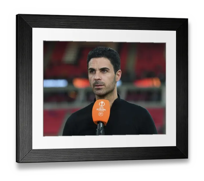Framed Print : Mikel Arteta Pre-Match Interview: Arsenal FC vs. PSV Eindhoven - UEFA Europa League 2022-23 Framed Print : Mikel Arteta Pre-Match Interview: Arsenal FC vs. PSV Eindhoven - UEFA Europa League 2022-23