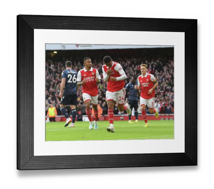 Framed Print : Reiss Nelson Scores His Second Goal: Arsenal's Victory Over Nottingham Forest (2022-23)