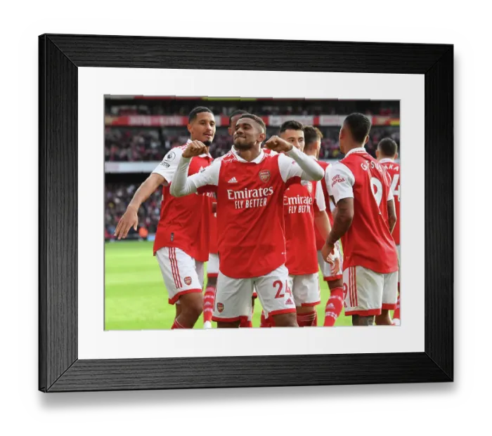 Framed Print : Arsenal's Reiss Nelson Scores Second Goal vs. Nottingham Forest in 2022-23 Premier League