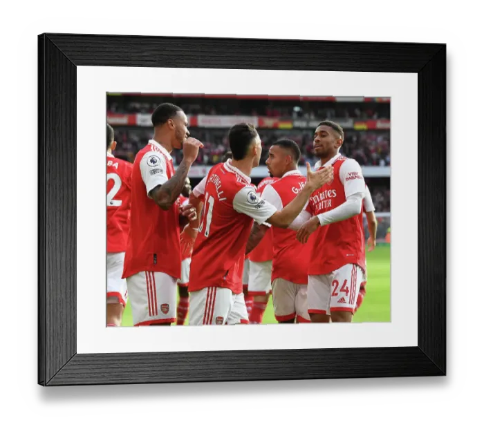 Framed Print : Arsenal's Double Strike: Nelson and Martinelli's Goal Celebration (2022-23)