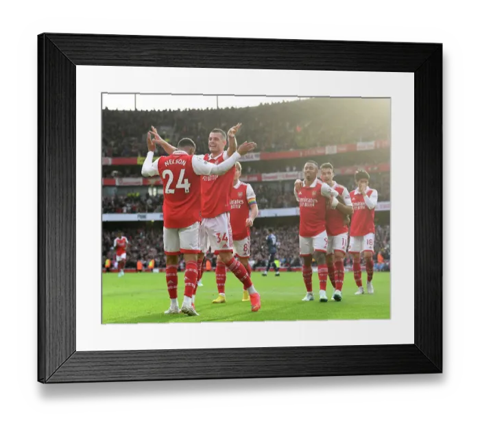 Framed Print : Arsenal's Xhaka and Nelson Celebrate Nelson's Goal vs Nottingham Forest (2022-23) Framed Print : Arsenal's Xhaka and Nelson Celebrate Nelson's Goal vs Nottingham Forest (2022-23)