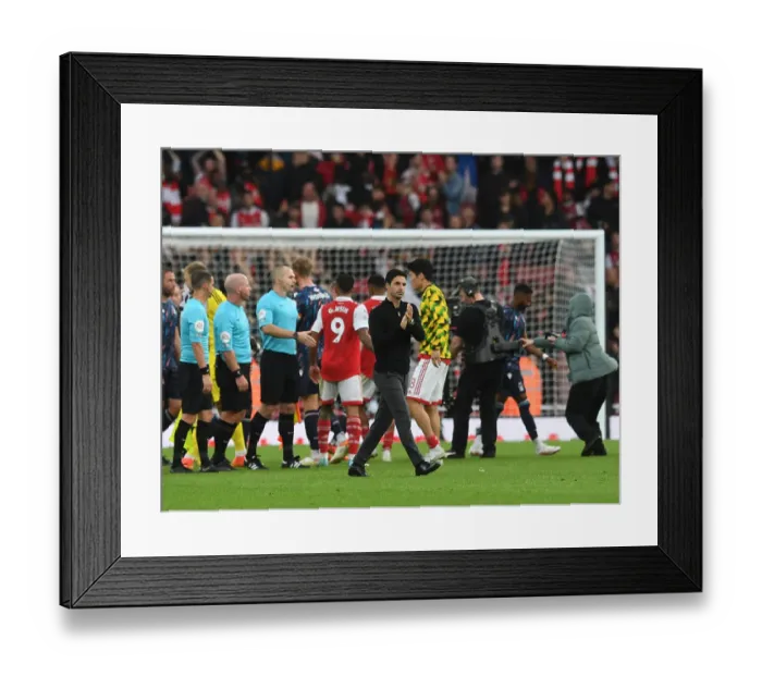 Framed Print : Arsenal's Mikel Arteta Celebrates with Fans after Victory over Nottingham Forest (2022-23)