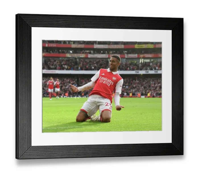 Framed Print : Arsenal's Nelson Scores Hat-trick: Arsenal Triumphs over Nottingham Forest (2022-23)